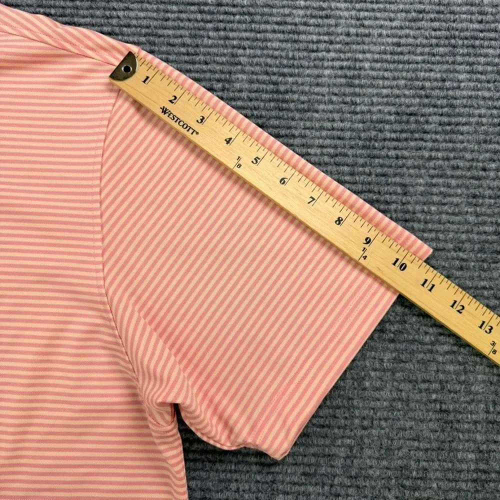 Rhoback Men XXL Performance Polo Shirt Orange Pink Striped Short Sleeve Golf 2XL